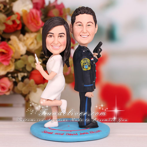 Police Officer and Nurse Wedding Cake Toppers - Click Image to Close